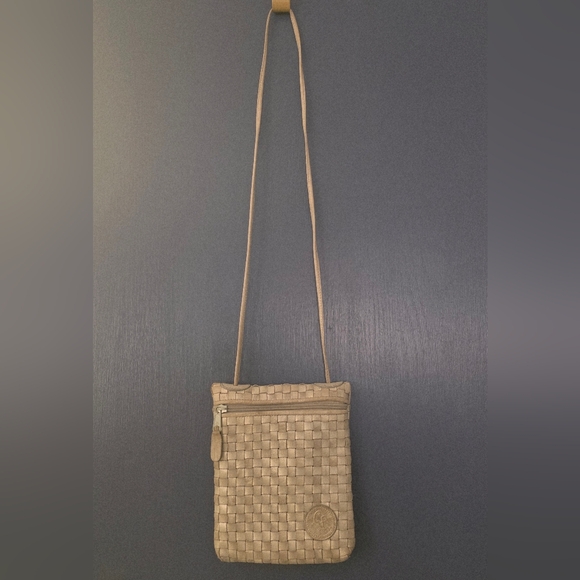 EUC Carlos Falchi Woven Leather Metallic Crossbody Bag - Picture 2 of 9